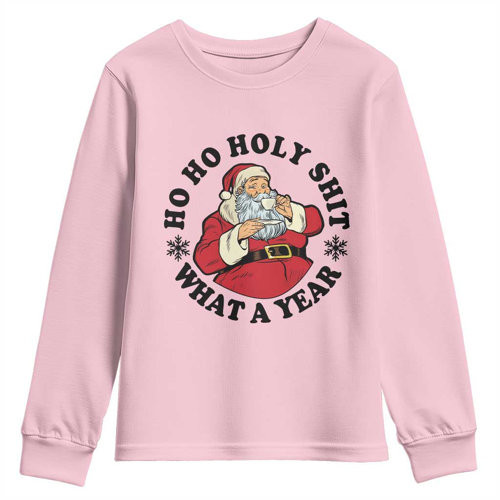 Ho Ho Holy Shit What A Year Youth Sweatshirt Funny Christmas Santa - Wonder Print Shop