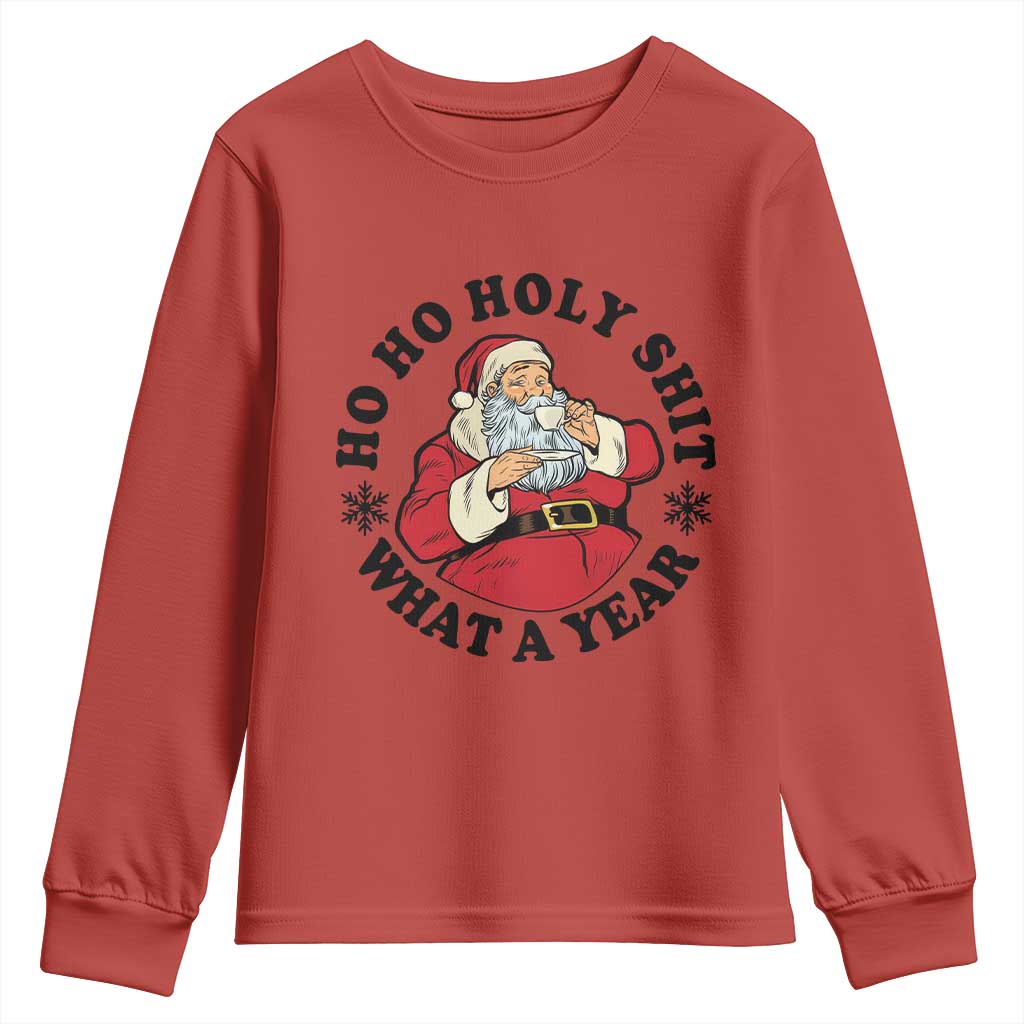 Ho Ho Holy Shit What A Year Youth Sweatshirt Funny Christmas Santa - Wonder Print Shop