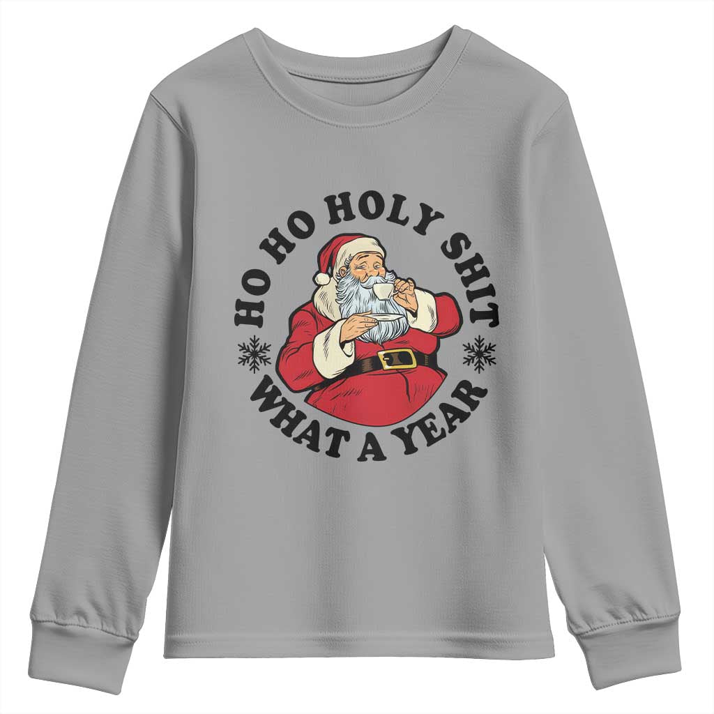 Ho Ho Holy Shit What A Year Youth Sweatshirt Funny Christmas Santa - Wonder Print Shop
