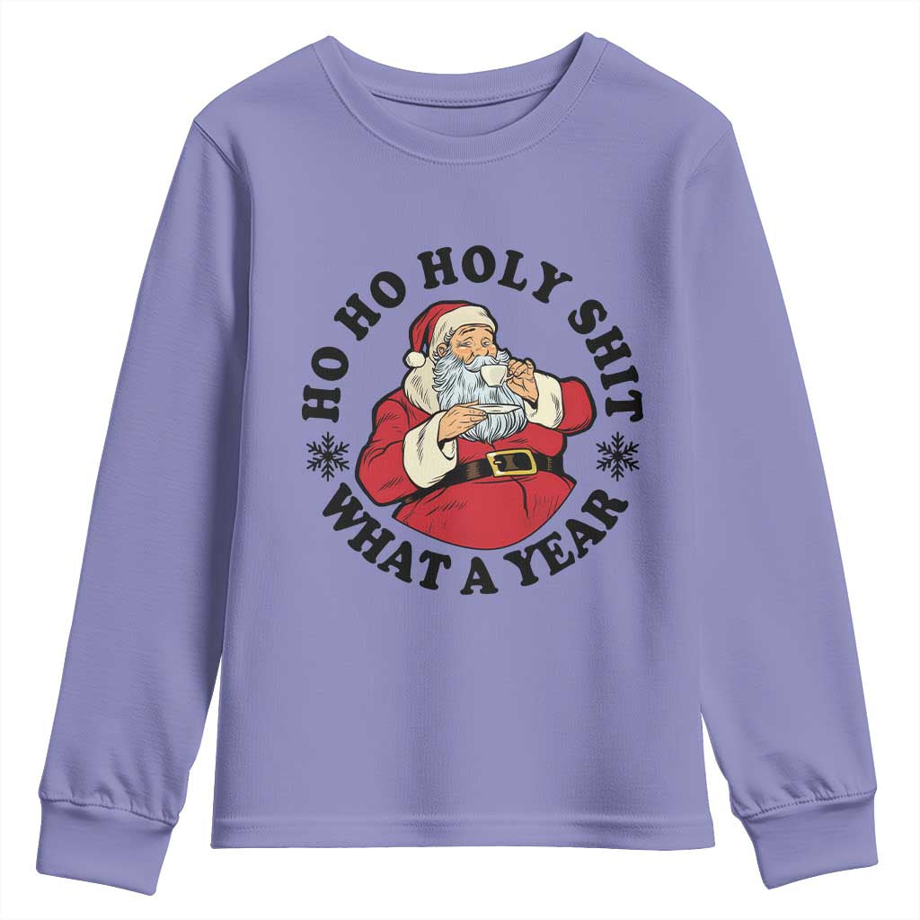 Ho Ho Holy Shit What A Year Youth Sweatshirt Funny Christmas Santa - Wonder Print Shop