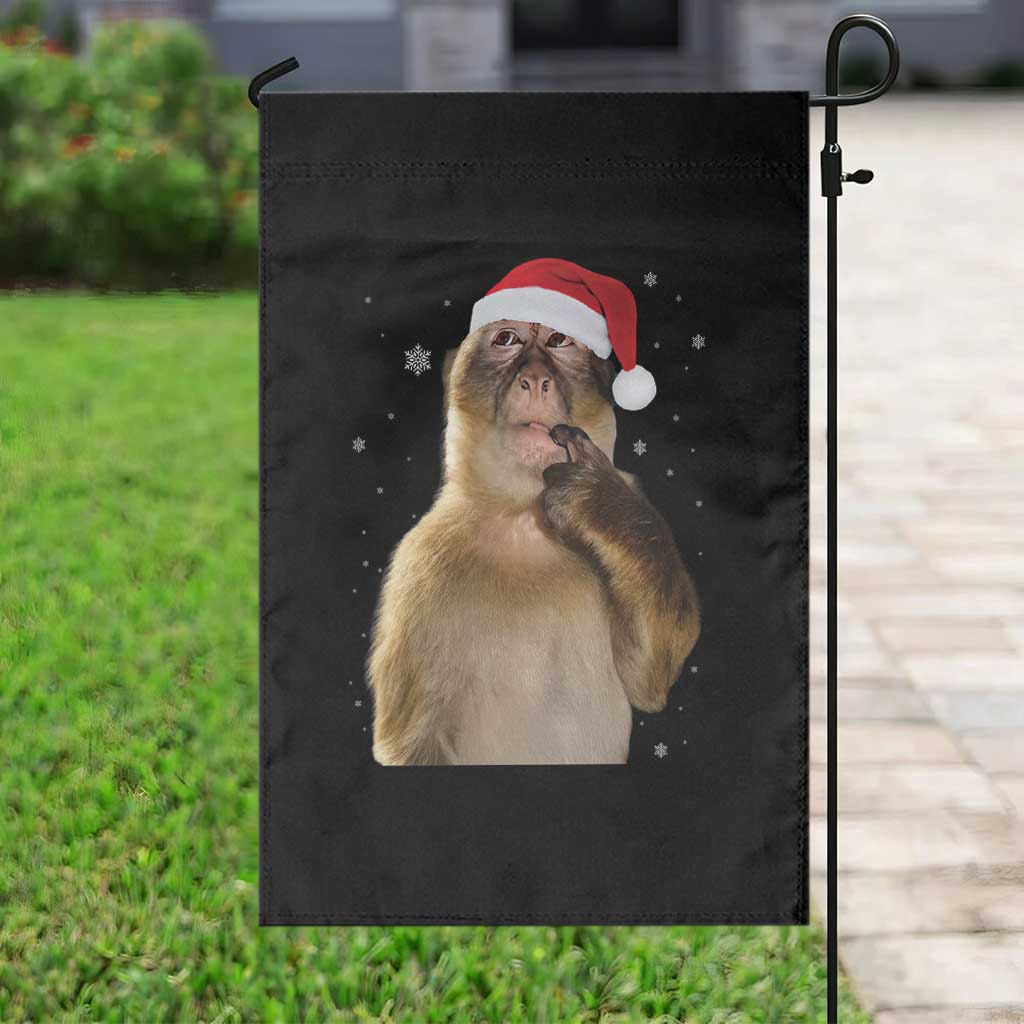 Christmas Thinking Monkey Meme Humor Brainrot Garden Flag - Wonder Print Shop