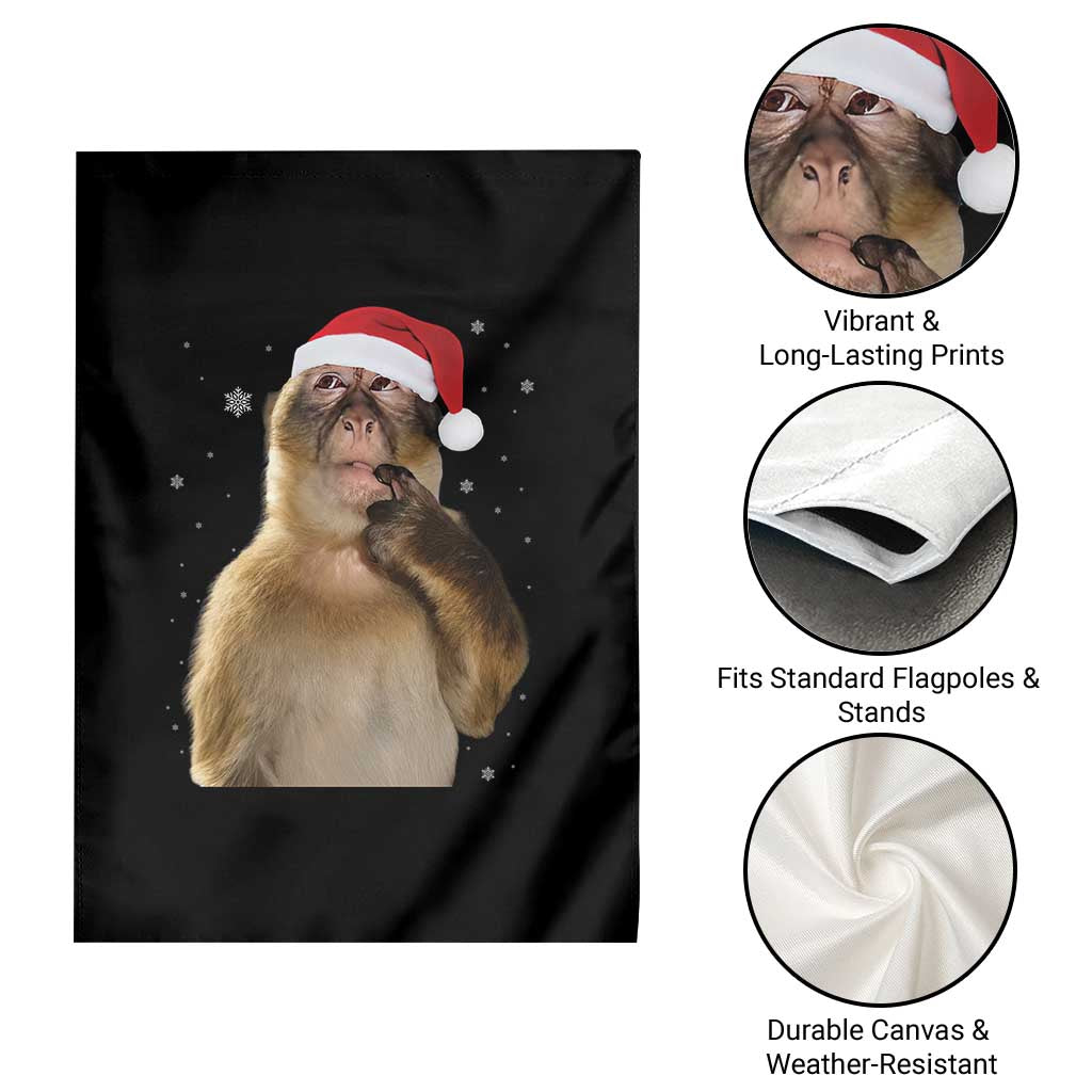 Christmas Thinking Monkey Meme Humor Brainrot Garden Flag - Wonder Print Shop