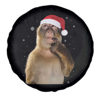 Christmas Thinking Monkey Meme Humor Brainrot Spare Tire Cover - Wonder Print Shop