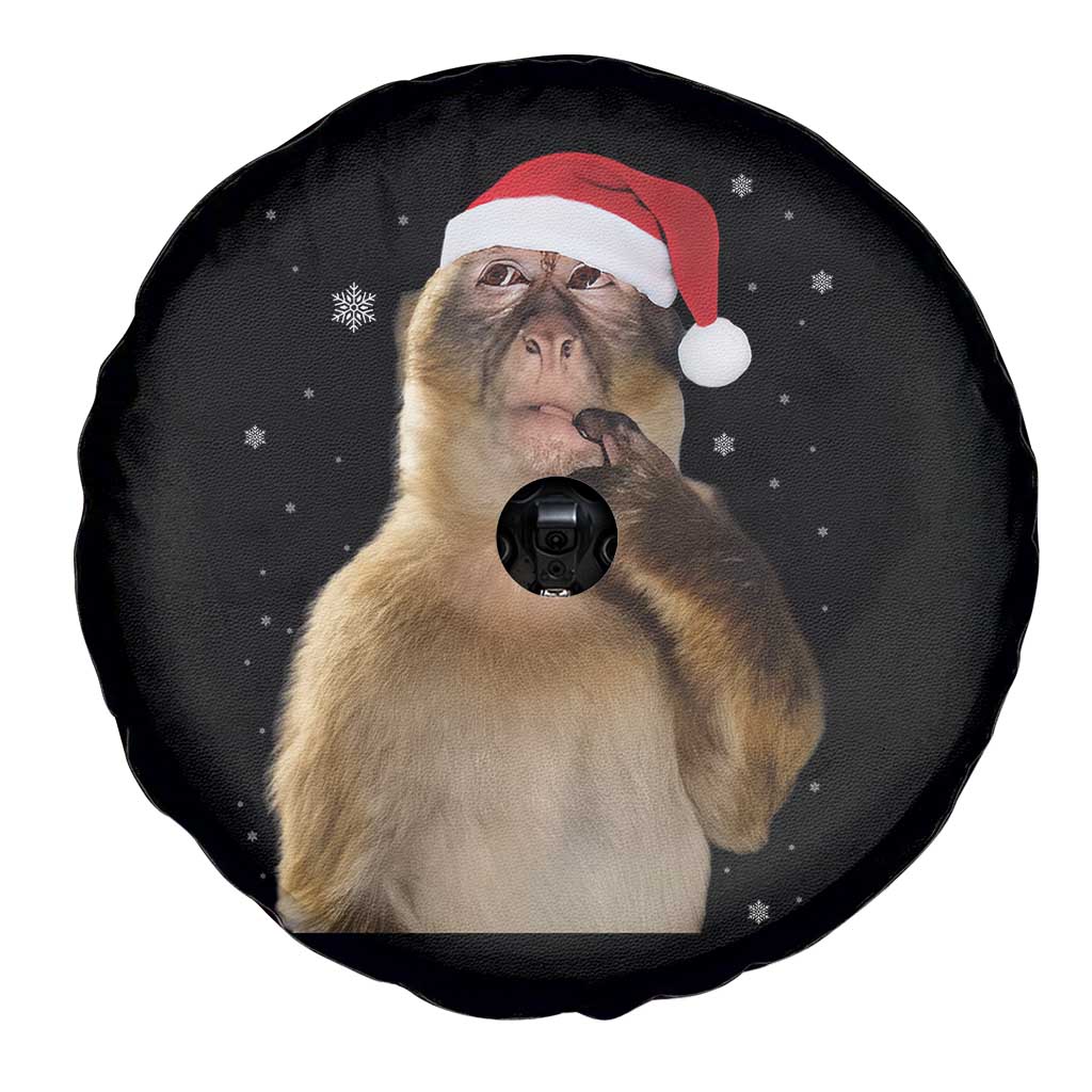Christmas Thinking Monkey Meme Humor Brainrot Spare Tire Cover - Wonder Print Shop