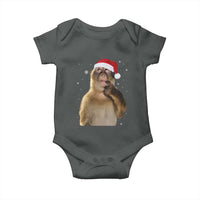 Christmas Thinking Monkey Meme Humor Brainrot Baby Onesie - Wonder Print Shop