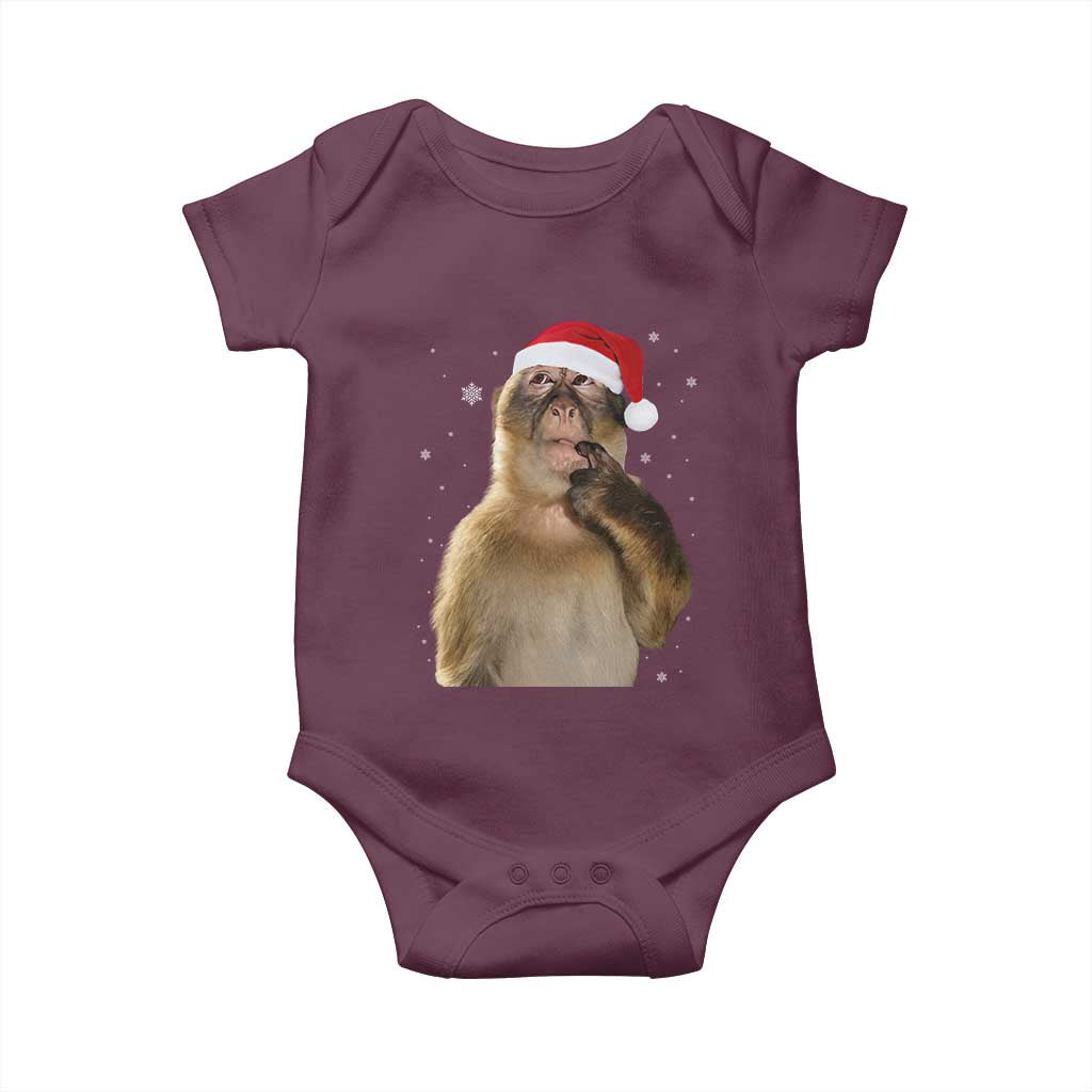 Christmas Thinking Monkey Meme Humor Brainrot Baby Onesie - Wonder Print Shop