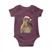 Christmas Thinking Monkey Meme Humor Brainrot Baby Onesie - Wonder Print Shop
