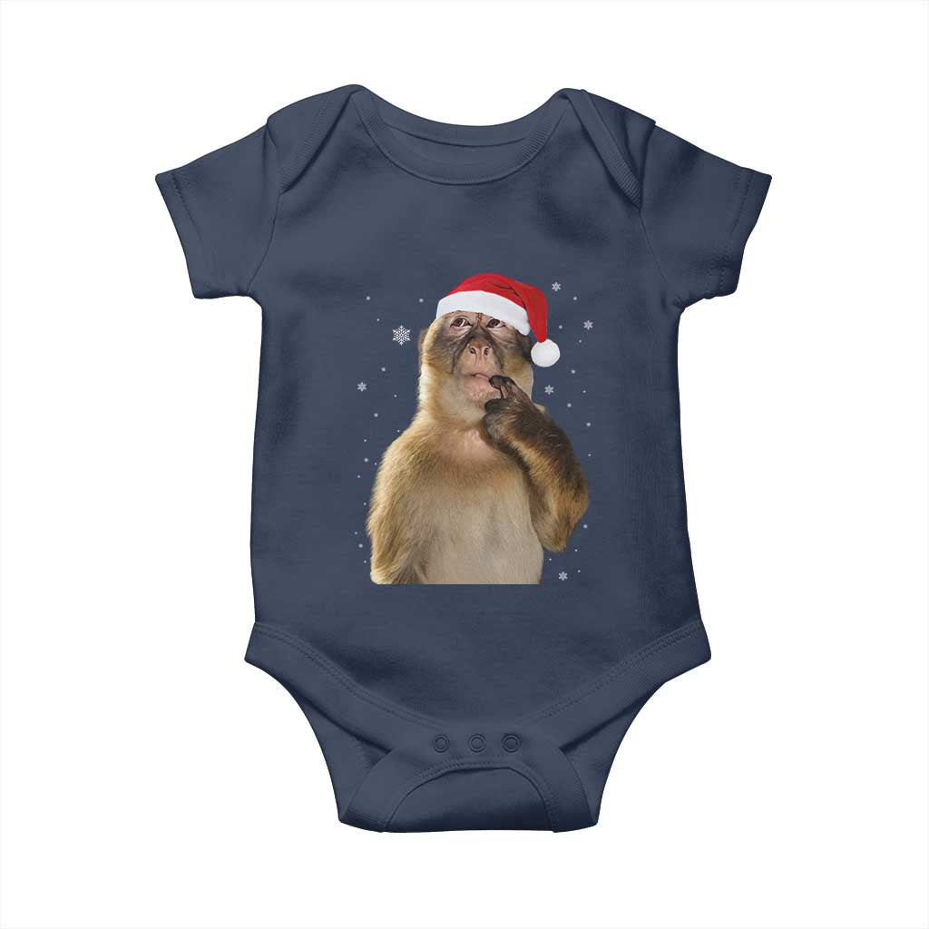 Christmas Thinking Monkey Meme Humor Brainrot Baby Onesie - Wonder Print Shop