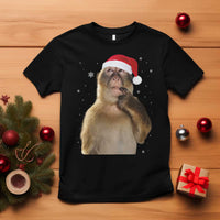 Christmas Thinking Monkey Meme Humor Brainrot T Shirt - Wonder Print Shop