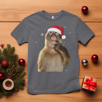 Christmas Thinking Monkey Meme Humor Brainrot T Shirt - Wonder Print Shop