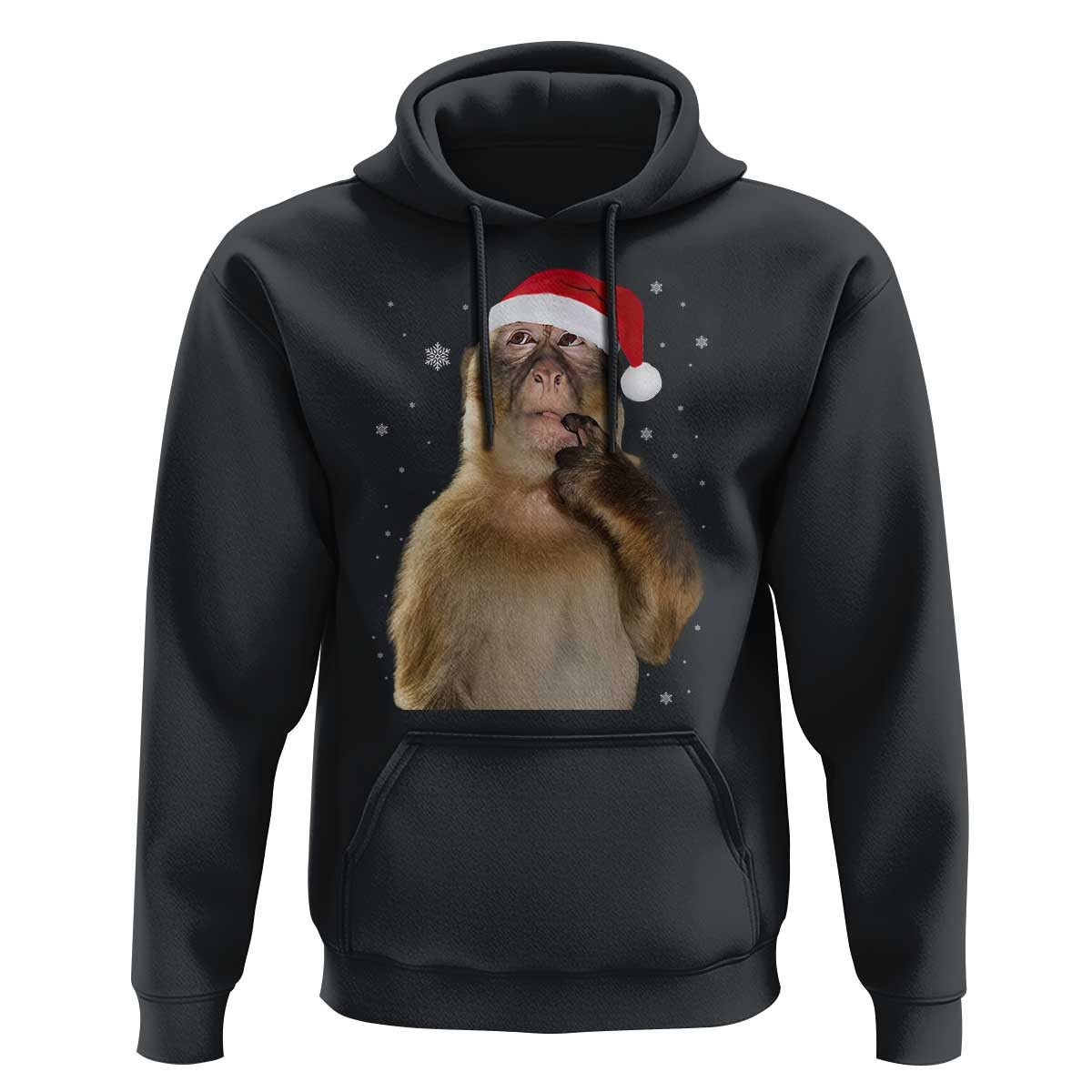 Christmas Thinking Monkey Meme Humor Brainrot Hoodie - Wonder Print Shop