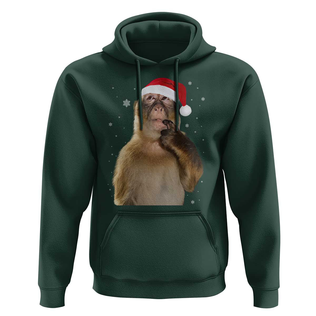 Christmas Thinking Monkey Meme Humor Brainrot Hoodie - Wonder Print Shop