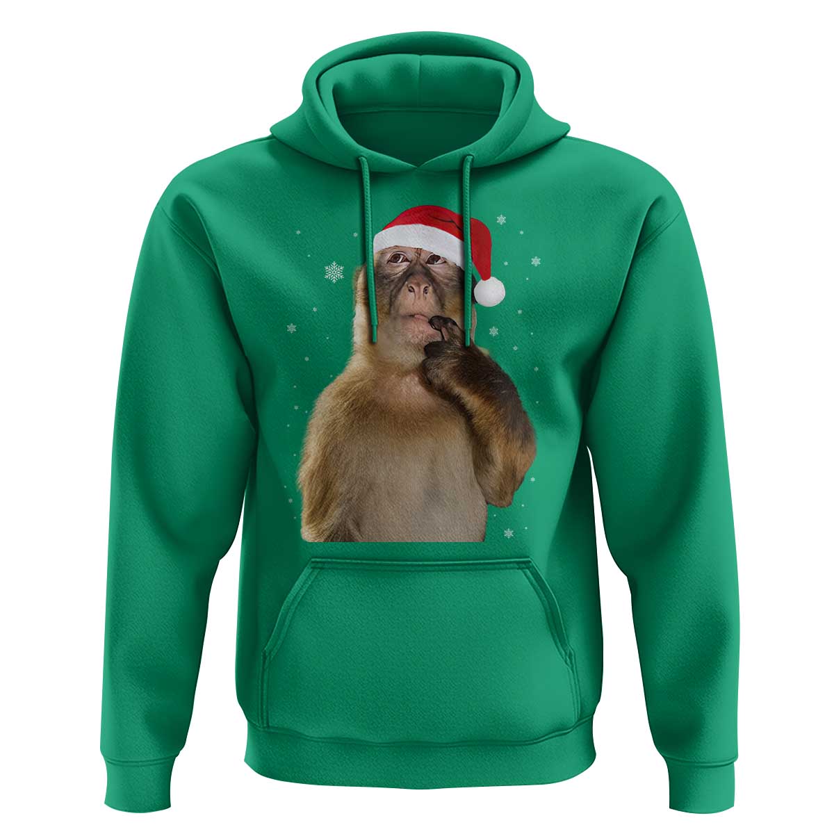 Christmas Thinking Monkey Meme Humor Brainrot Hoodie - Wonder Print Shop