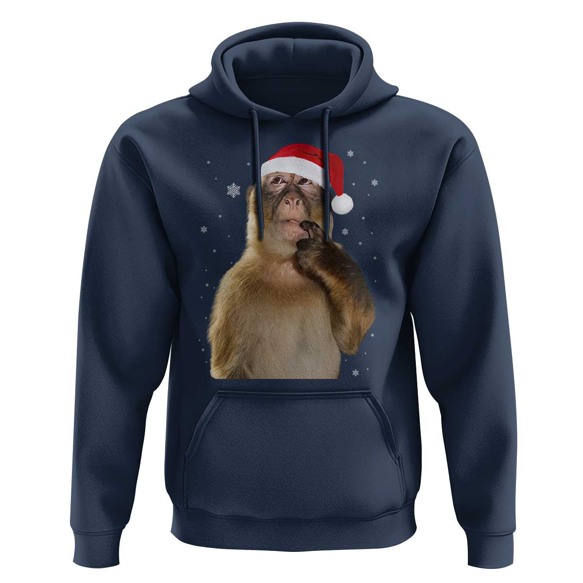 Christmas Thinking Monkey Meme Humor Brainrot Hoodie - Wonder Print Shop