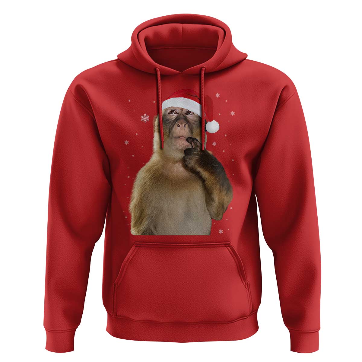 Christmas Thinking Monkey Meme Humor Brainrot Hoodie - Wonder Print Shop