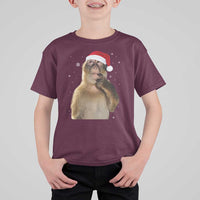 Christmas Thinking Monkey Meme Humor Brainrot T Shirt For Kid - Wonder Print Shop