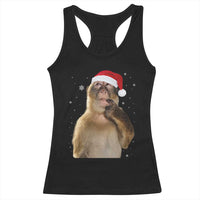 Christmas Thinking Monkey Meme Humor Brainrot Racerback Tank Top - Wonder Print Shop