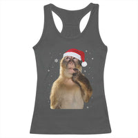 Christmas Thinking Monkey Meme Humor Brainrot Racerback Tank Top - Wonder Print Shop