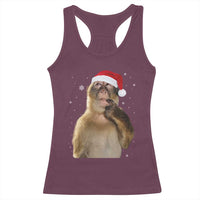 Christmas Thinking Monkey Meme Humor Brainrot Racerback Tank Top - Wonder Print Shop