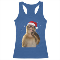 Christmas Thinking Monkey Meme Humor Brainrot Racerback Tank Top - Wonder Print Shop
