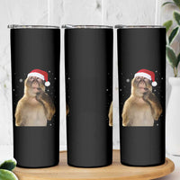 Christmas Thinking Monkey Meme Humor Brainrot Skinny Tumbler - Wonder Print Shop