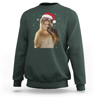 Christmas Thinking Monkey Meme Humor Brainrot Sweatshirt - Wonder Print Shop