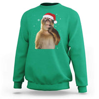 Christmas Thinking Monkey Meme Humor Brainrot Sweatshirt - Wonder Print Shop