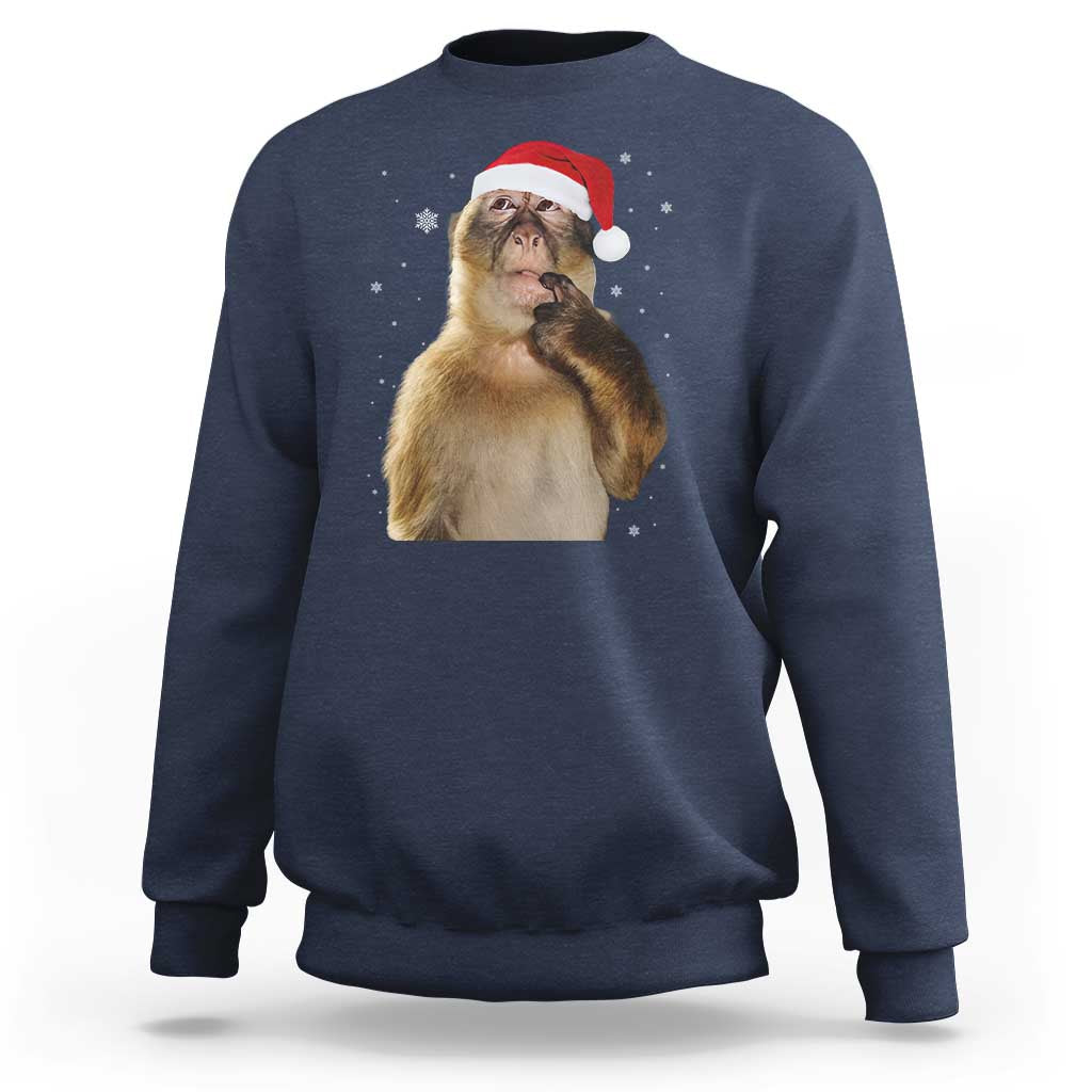 Christmas Thinking Monkey Meme Humor Brainrot Sweatshirt - Wonder Print Shop