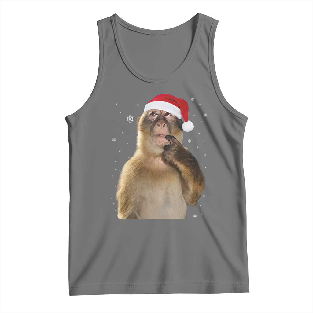 Christmas Thinking Monkey Meme Humor Brainrot Tank Top - Wonder Print Shop