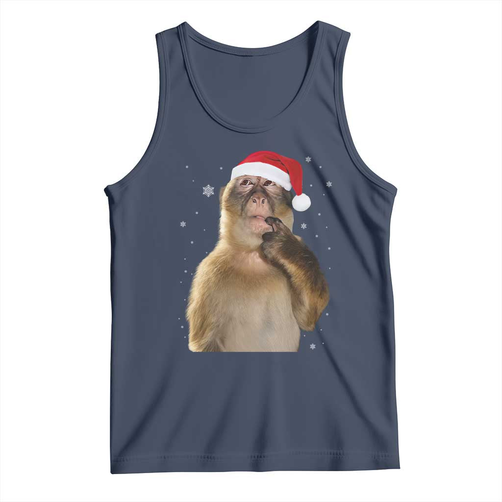 Christmas Thinking Monkey Meme Humor Brainrot Tank Top - Wonder Print Shop