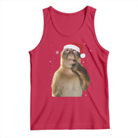 Christmas Thinking Monkey Meme Humor Brainrot Tank Top - Wonder Print Shop