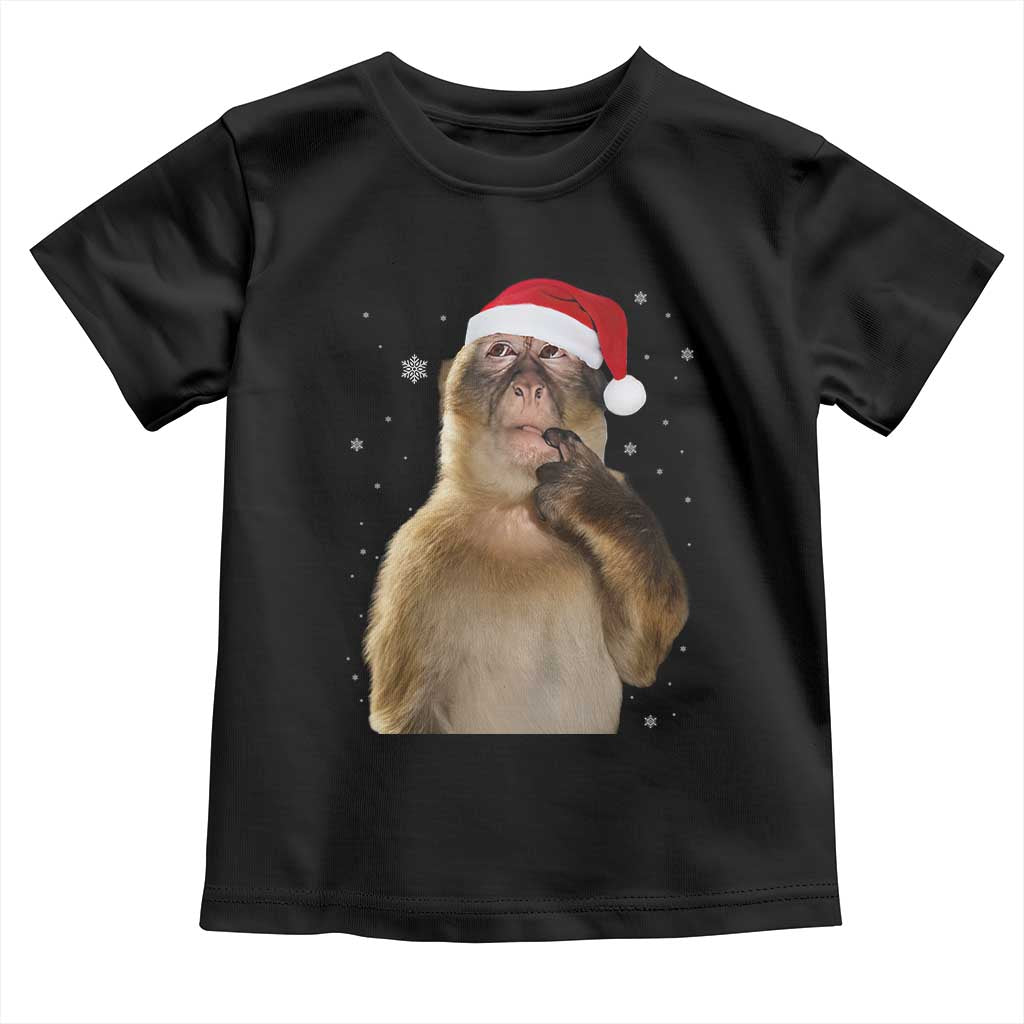Christmas Thinking Monkey Meme Humor Brainrot Toddler T Shirt - Wonder Print Shop