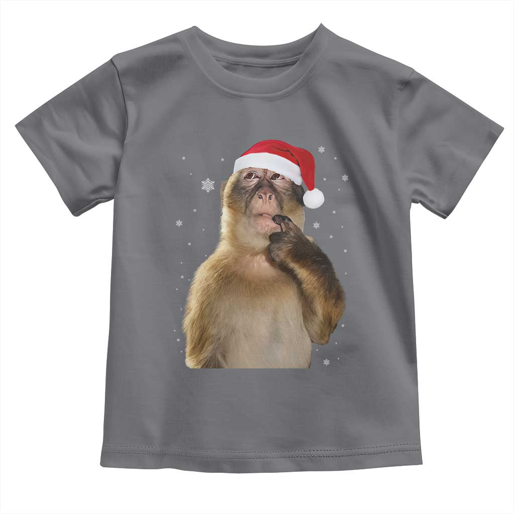 Christmas Thinking Monkey Meme Humor Brainrot Toddler T Shirt - Wonder Print Shop