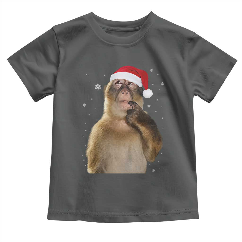 Christmas Thinking Monkey Meme Humor Brainrot Toddler T Shirt - Wonder Print Shop