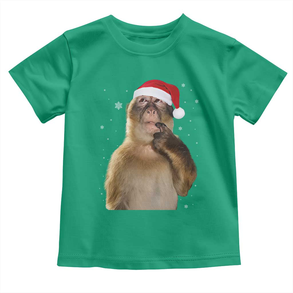 Christmas Thinking Monkey Meme Humor Brainrot Toddler T Shirt - Wonder Print Shop