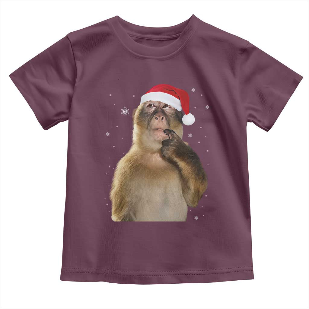 Christmas Thinking Monkey Meme Humor Brainrot Toddler T Shirt - Wonder Print Shop