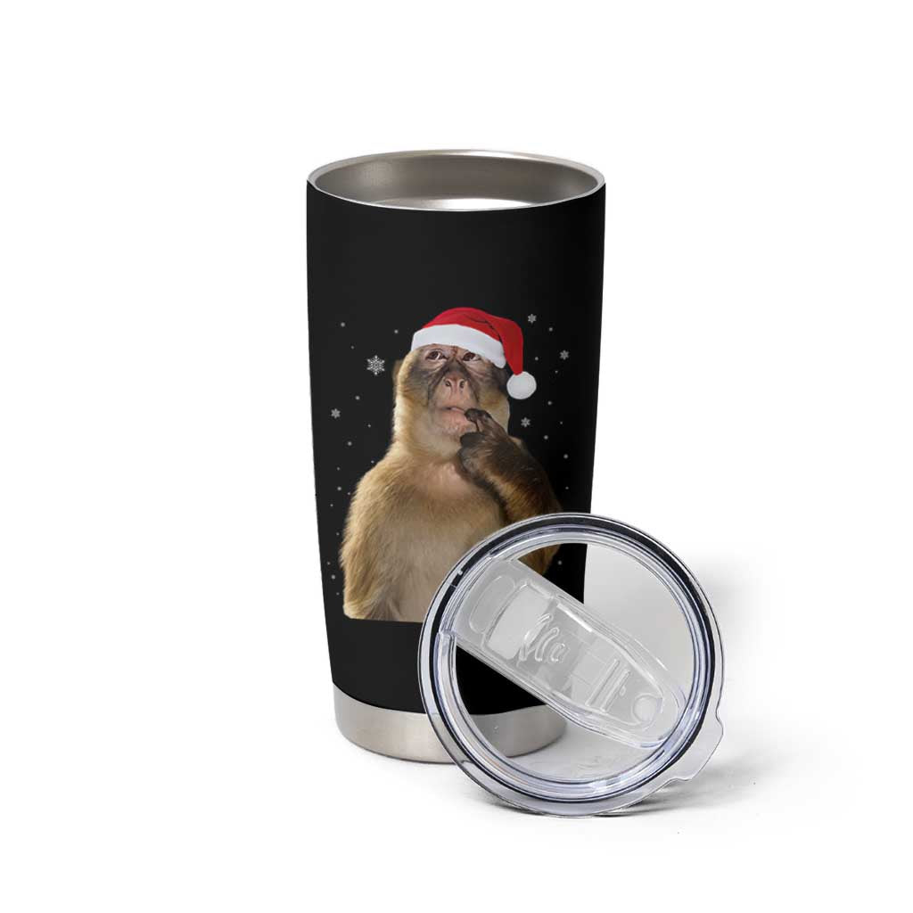 Christmas Thinking Monkey Meme Humor Brainrot Tumbler Cup - Wonder Print Shop