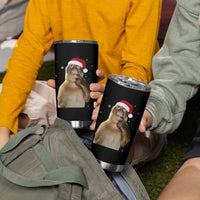 Christmas Thinking Monkey Meme Humor Brainrot Tumbler Cup - Wonder Print Shop