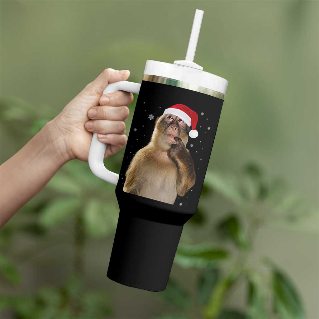 Christmas Thinking Monkey Meme Humor Brainrot Tumbler With Handle - Wonder Print Shop