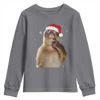 Christmas Thinking Monkey Meme Humor Brainrot Youth Sweatshirt - Wonder Print Shop