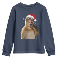 Christmas Thinking Monkey Meme Humor Brainrot Youth Sweatshirt - Wonder Print Shop