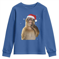 Christmas Thinking Monkey Meme Humor Brainrot Youth Sweatshirt - Wonder Print Shop