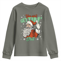 Funny Christmas Naughty Santa Youth Sweatshirt You Aint Getting Shit Inappropriate Xmas - Wonder Print Shop