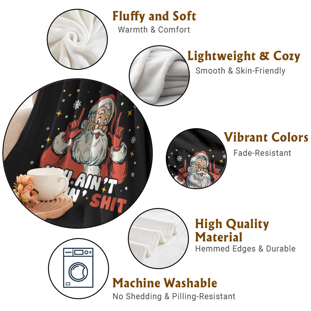 You Aint Getting Shit Christmas Santa Throw Blanket Funny Dirty Xmas Adult Humor - Wonder Print Shop
