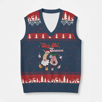 Dirty Xmas Jizz The Season V-Neck Knit Sweater Vest Funny Xmas Inappropriate Adult Humor - Wonder Print Shop