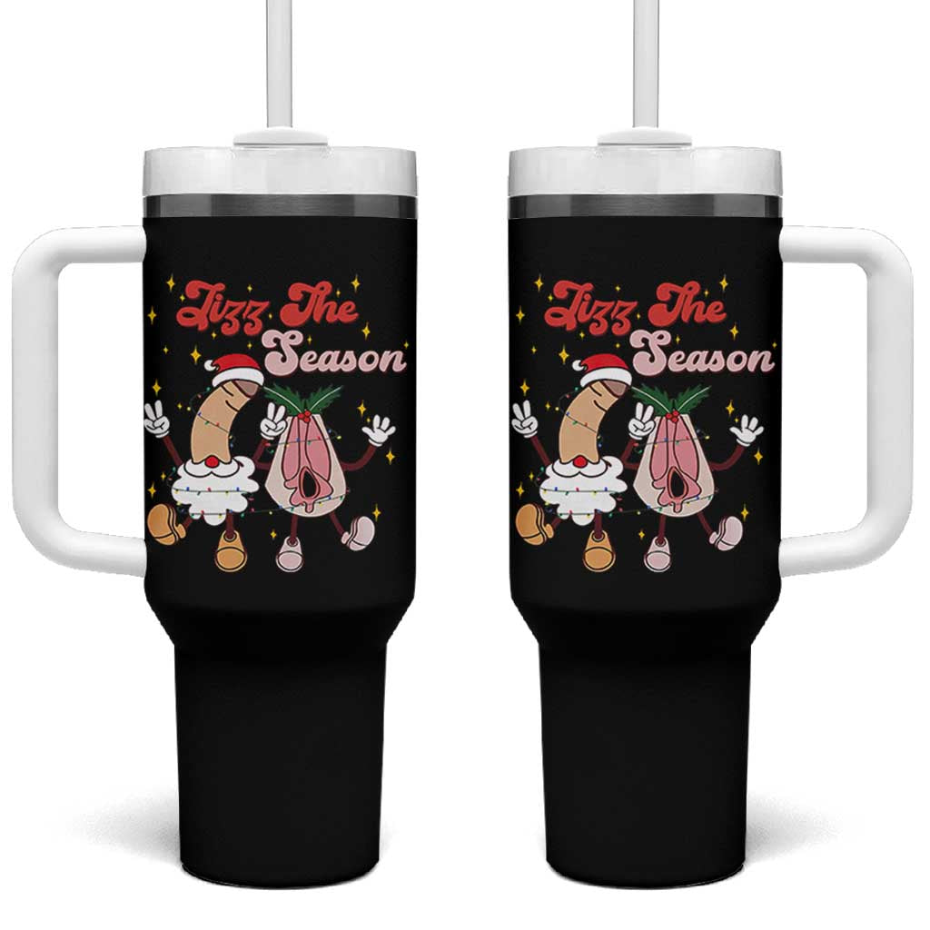 Dirty Christmas Jizz The Season Tumbler With Handle Funny Xmas Inappropriate Adult Humor - Wonder Print Shop