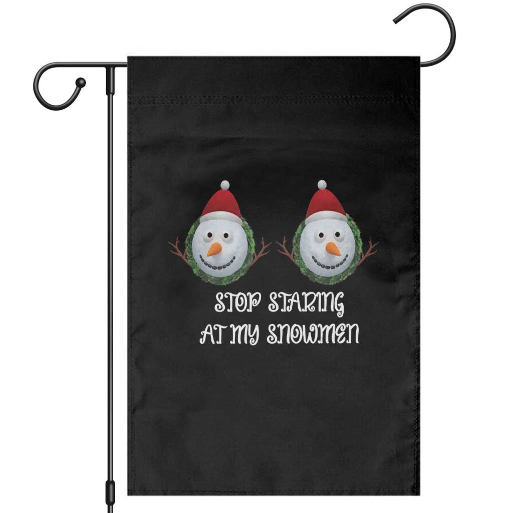 Funny Christmas Adult Humor Garden Flag Stop Staring At My Snowmen Boobs Xmas Embarrassing - Wonder Print Shop