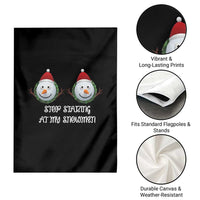 Funny Christmas Adult Humor Garden Flag Stop Staring At My Snowmen Boobs Xmas Embarrassing - Wonder Print Shop