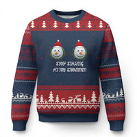 Funny Xmas Adult Humor Ugly Christmas Sweater Stop Staring At My Snowmen Boobs Xmas Embarrassing - Wonder Print Shop