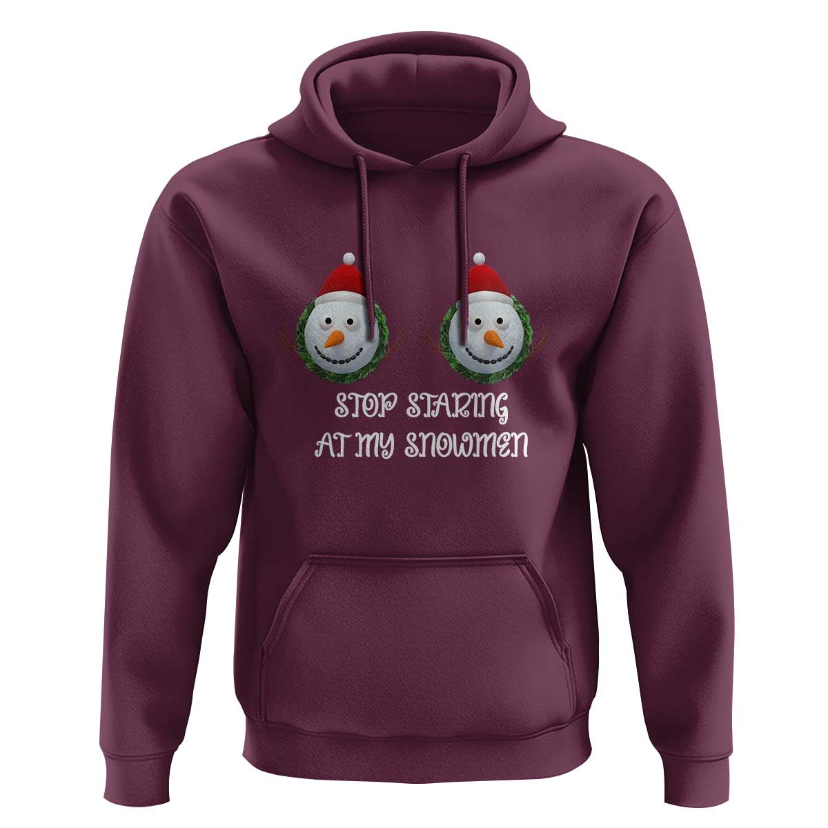Funny Christmas Adult Humor Hoodie Stop Staring At My Snowmen Boobs Xmas Embarrassing - Wonder Print Shop